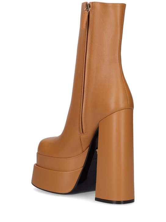 Versace: Bottines compensées en cuir 155 mm
