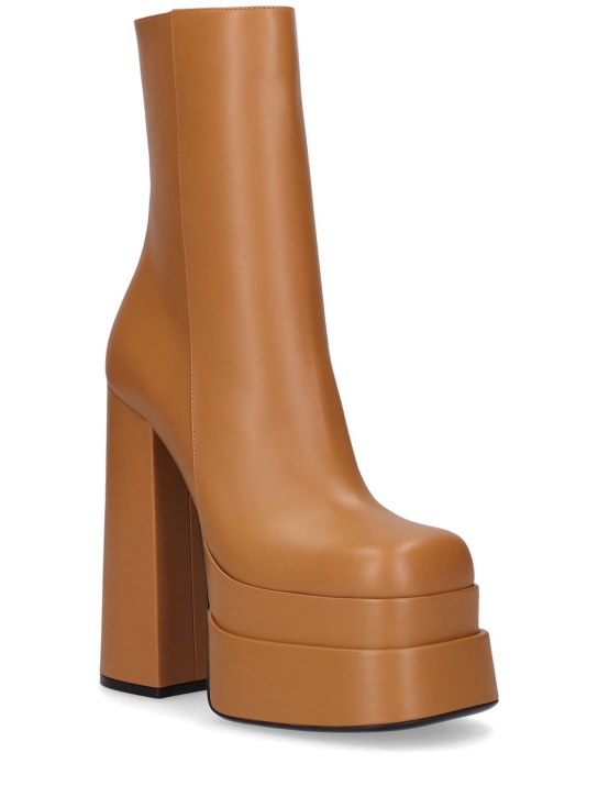 Versace: Bottines compensées en cuir 155 mm