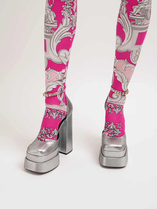 Versace: Escarpins compensés en lurex 155 mm