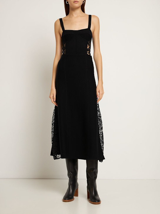 Gabriela Hearst: Jupe midi en maille de laine et dentelle Damon