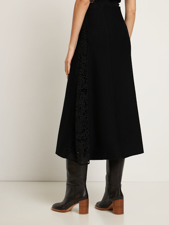 Gabriela Hearst: Jupe midi en maille de laine et dentelle Damon