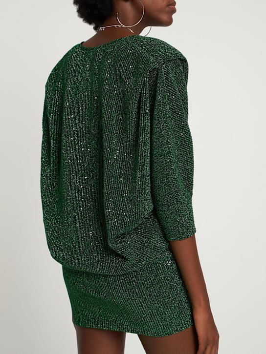 Nué: Kenza embellished plunge neck mini dress