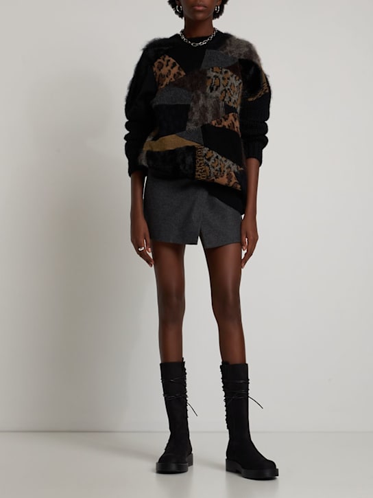 JUNYA WATANABE: Suéter oversize de punto de lana patchwork