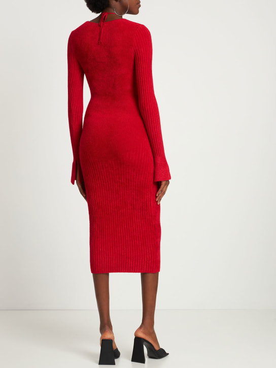 Andreadamo: Jupe midi ajourée en maille de velours côtelé