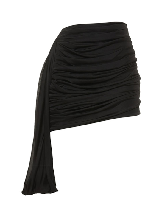 Andreadamo: Jupe midi drapée asymétrique taille haute