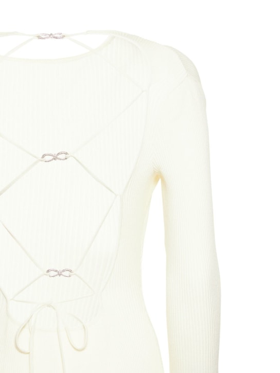Mach & Mach: Robe longue dos nu en maille stretch côtelée