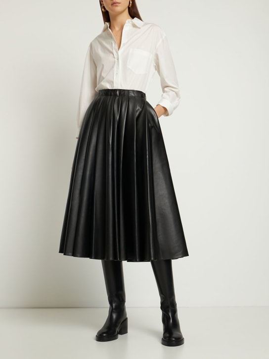 Deveaux - Sienna pleated faux leather midi skirt