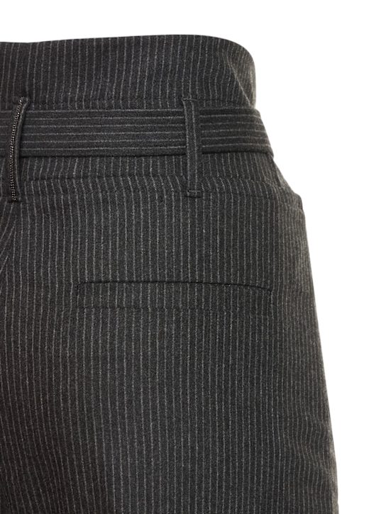 Brunello Cucinelli: Pinstriped wool flannel pants w/ belt