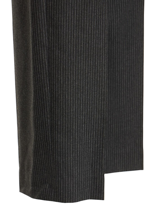 Brunello Cucinelli: Pinstriped wool flannel pants w/ belt