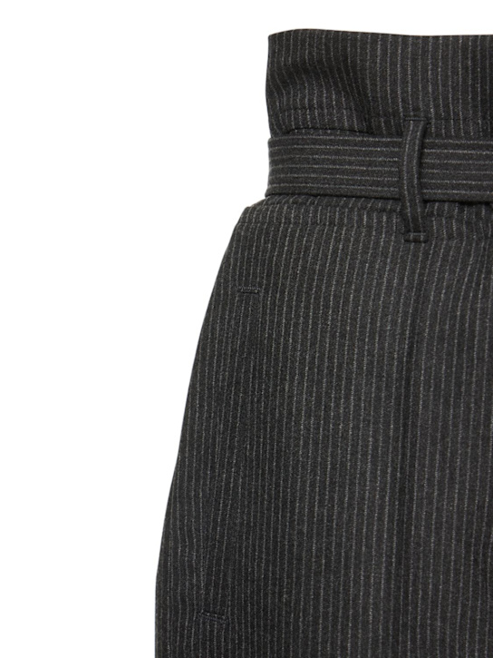 Brunello Cucinelli: Pinstriped wool flannel pants w/ belt