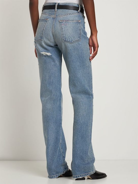 Brandon Maxwell: Jeans dritti vita alta in denim di cotone