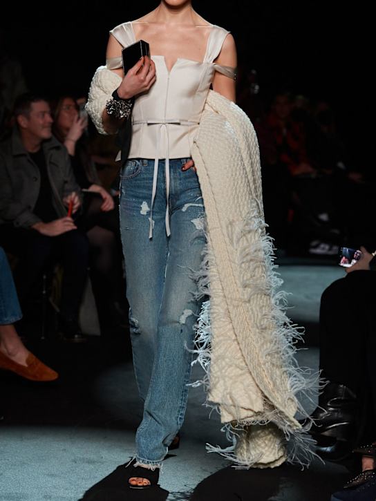 Brandon Maxwell: Jeans dritti vita alta in denim di cotone