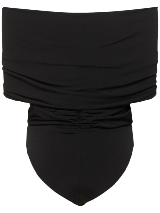 Brandon Maxwell: Off-the-shoulder draped jersey bodysuit