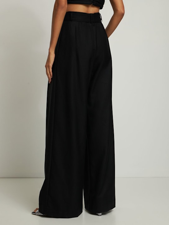 Brandon Maxwell: Pantaloni vita alta in twill di lana con cintura