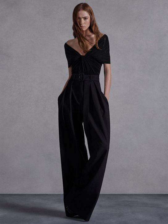 Brandon Maxwell: Pantaloni vita alta in twill di lana con cintura