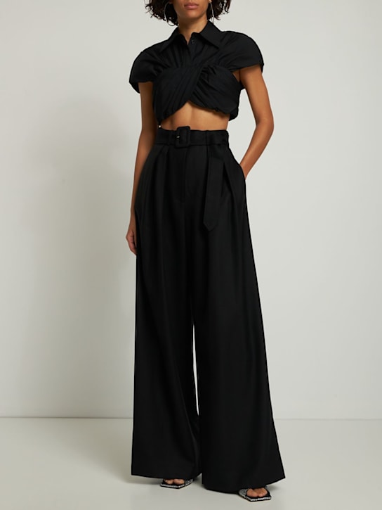 Brandon Maxwell - HOCHTAILLIERTE HOSE AUS WOLLTWILL