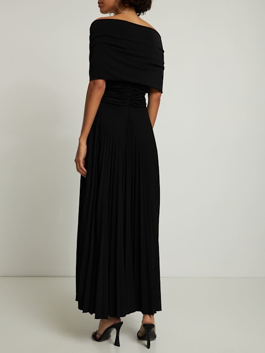 Brandon Maxwell - Off-shoulder draped jersey midi dress