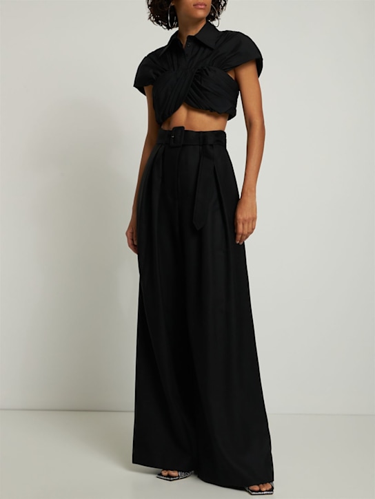 Brandon Maxwell: Draped cotton poplin crop top