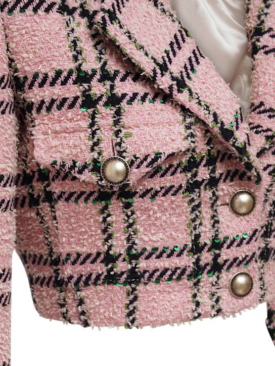 Alessandra Rich: Chaqueta cropped de tweed de seda con lentejuelas