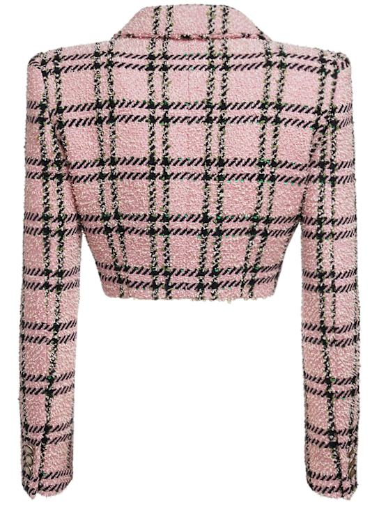 Alessandra Rich: Chaqueta cropped de tweed de seda con lentejuelas