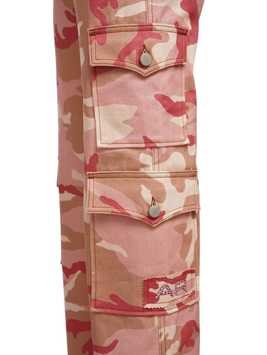 Alessandra Rich: Pantalones cargo de gabardina de algodón camuflaje