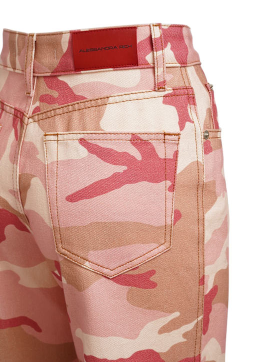 Alessandra Rich: Pantalones cargo de gabardina de algodón camuflaje