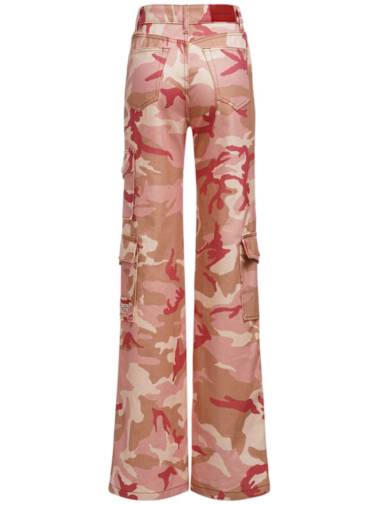 Alessandra Rich: Pantalones cargo de gabardina de algodón camuflaje