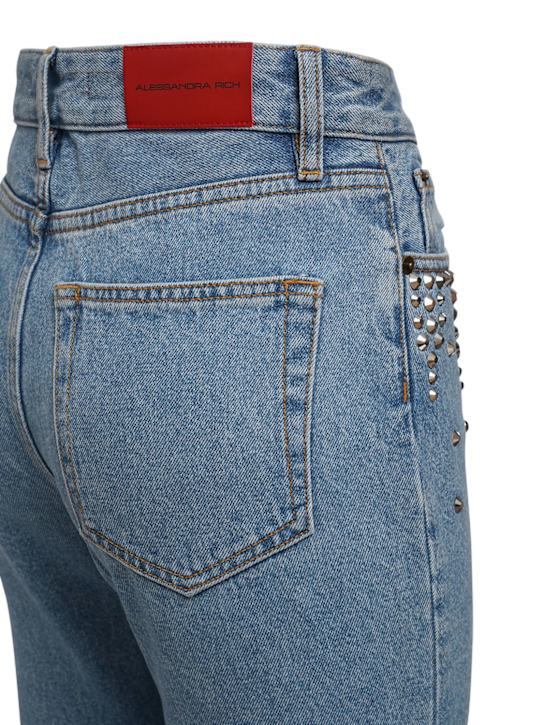 Alessandra Rich: Embellished denim straight jeans