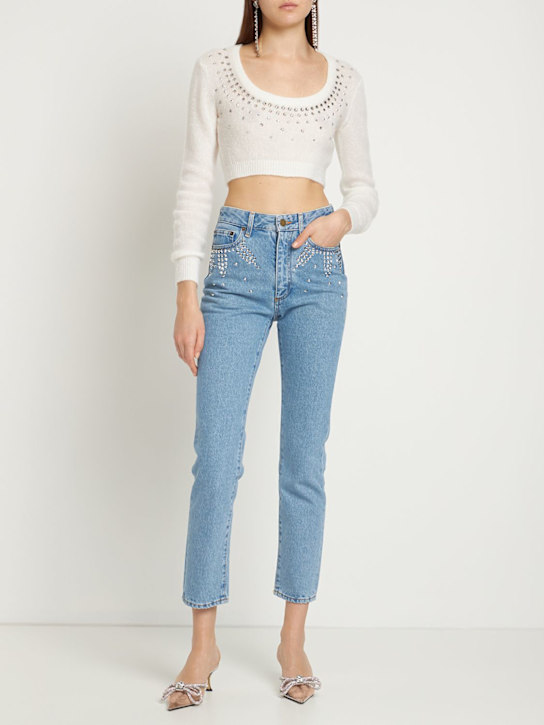 Alessandra Rich - Jeans rectos de denim de algodón