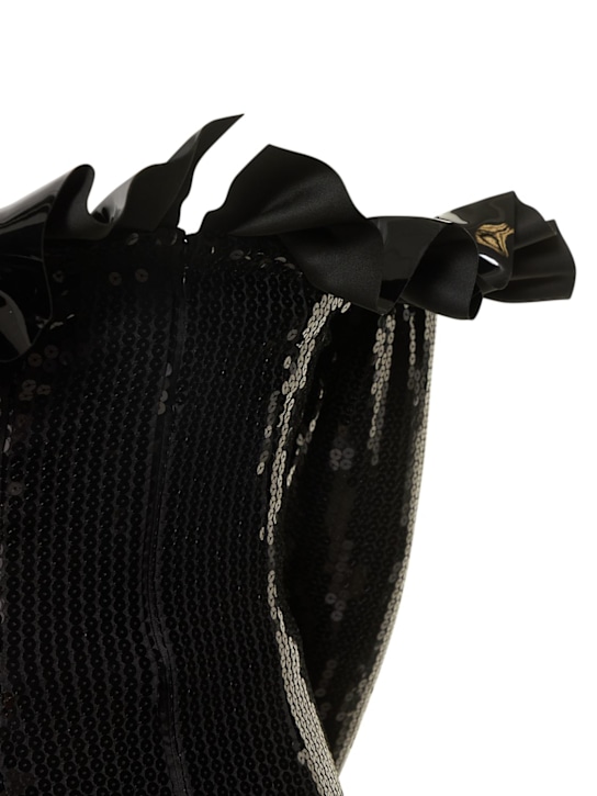 Alessandra Rich: Playsuit mit Pailletten und Vinyl