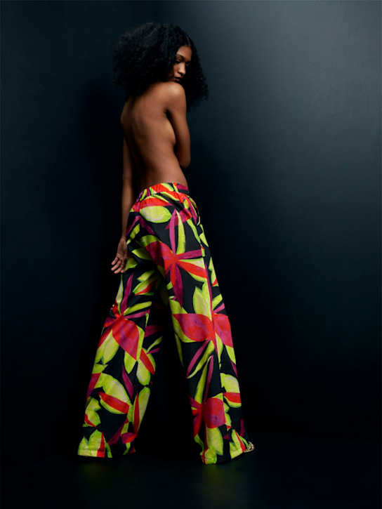 Louisa Ballou: Wide leg printed cotton muslin trousers