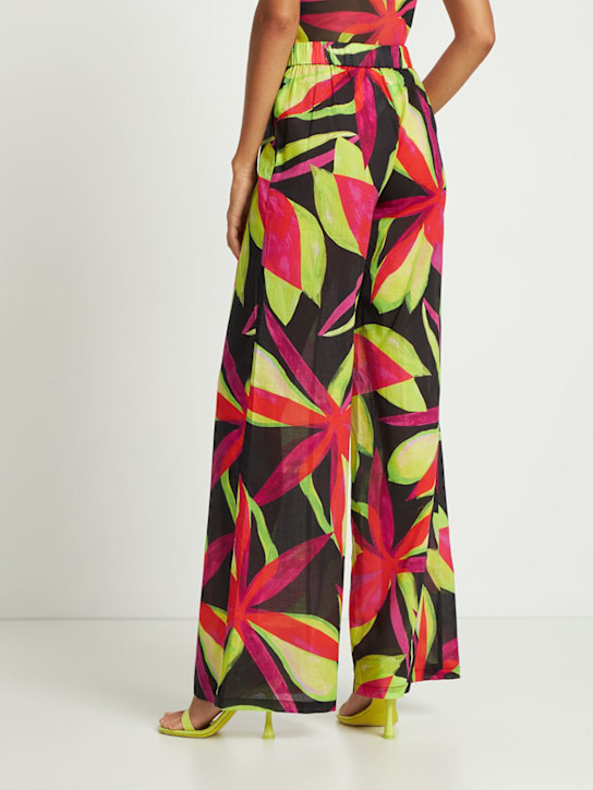 Louisa Ballou: Wide leg printed cotton muslin trousers
