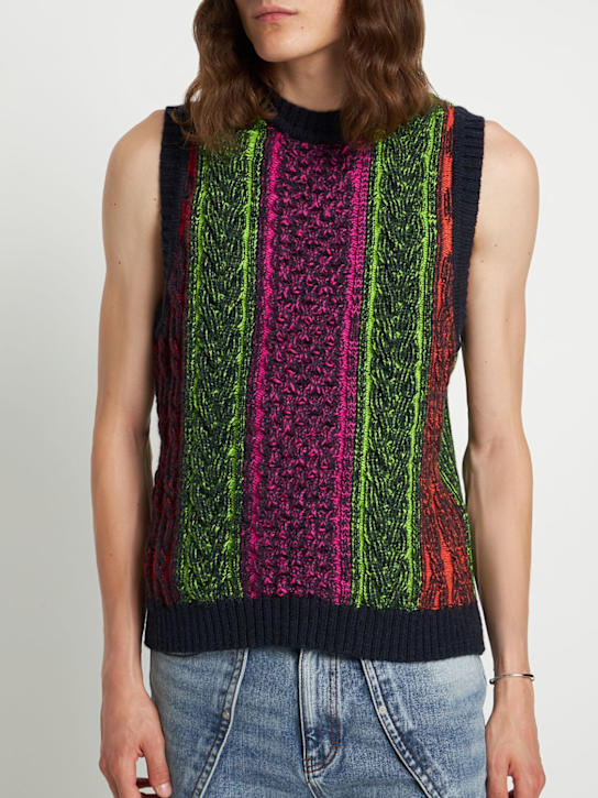 Agr: Pull sans manches en maille de laine jacquard