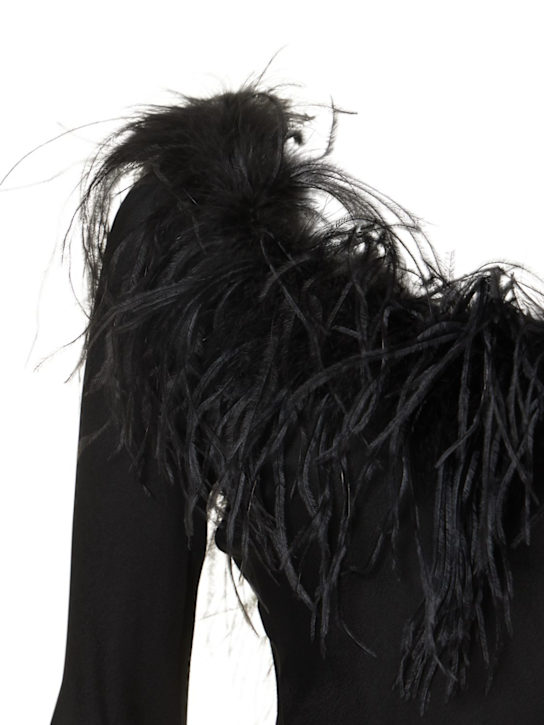 Giuseppe Di Morabito: Vestido corto de viscosacon plumas
