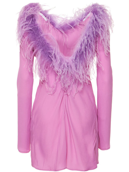 Giuseppe Di Morabito: Vestido corto de viscosacon plumas