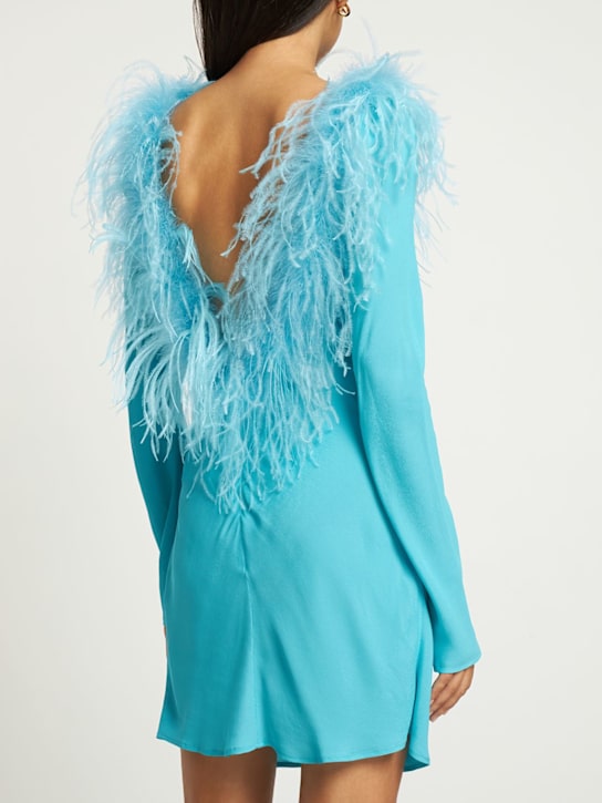 Giuseppe Di Morabito: Vestido corto de viscosacon plumas