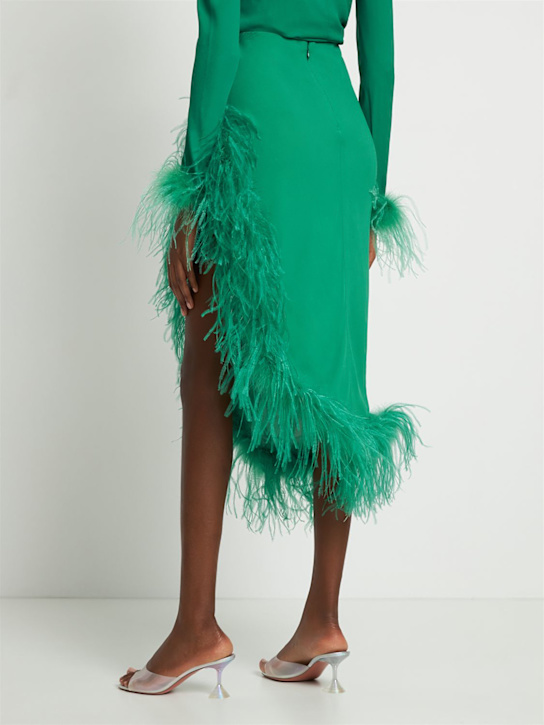 Giuseppe Di Morabito: Viscose midi skirt w/ feathers