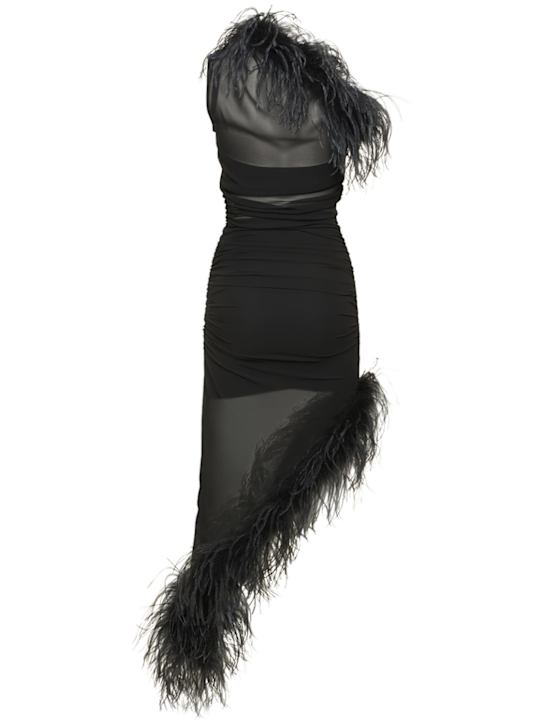 Giuseppe Di Morabito: Vestido corto asimétrico con plumas