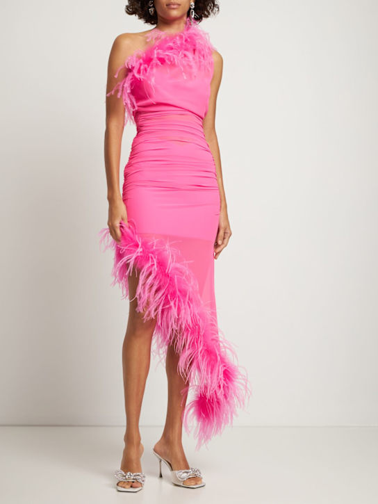 Giuseppe Di Morabito: Vestido corto asimétrico con plumas
