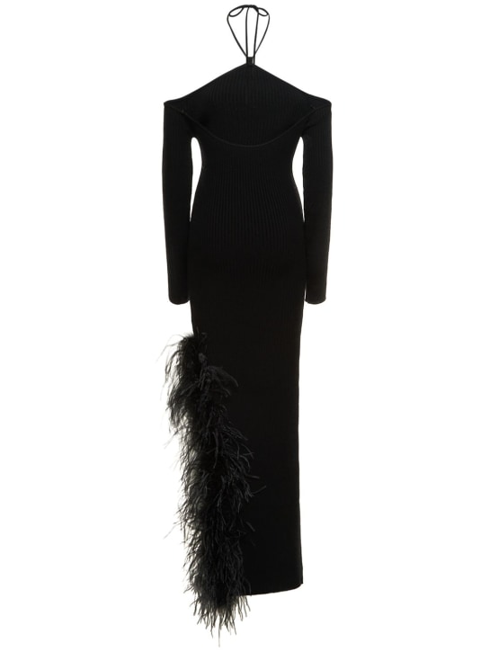 Giuseppe Di Morabito: Vestido corto asimétrico con plumas