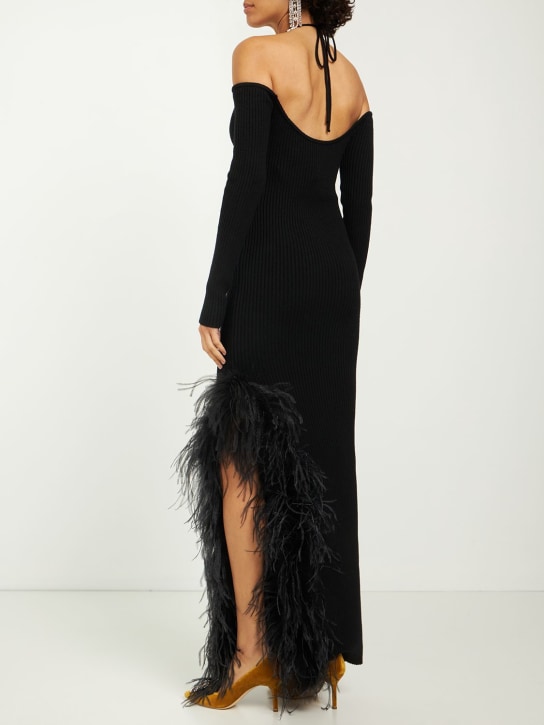 Giuseppe Di Morabito: Vestido corto asimétrico con plumas