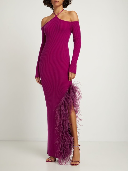 Giuseppe Di Morabito: Vestido corto asimétrico con plumas