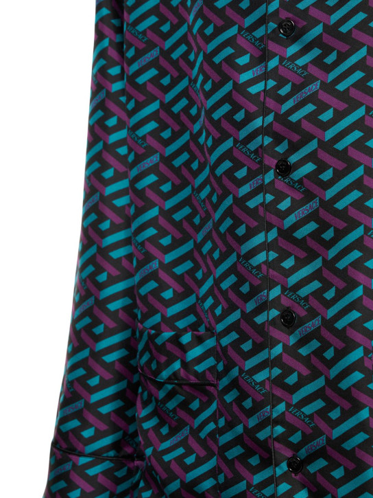 Versace: SEIDENTWILL-HEMD MIT SIGNATURDRUCK