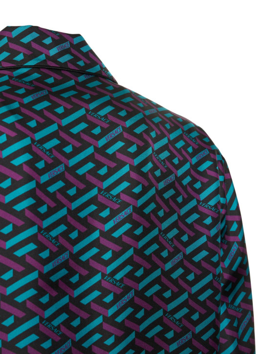 Versace: SEIDENTWILL-HEMD MIT SIGNATURDRUCK