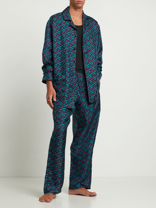 Versace - Chemise en sergé de soie imprimée Greca Signature