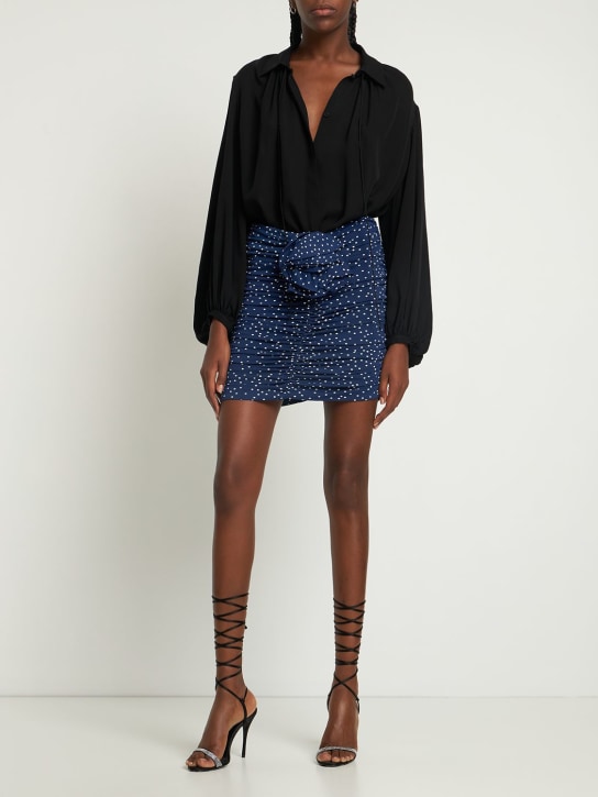 Magda Butrym: Draped dotted mini skirt w/ flower