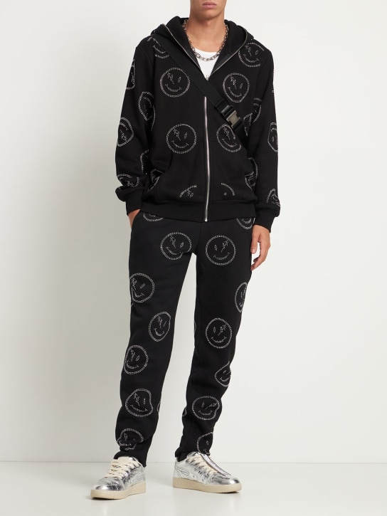 Retrovert - Pantalon à motif smiley en strass