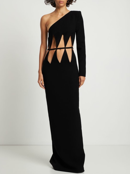 Mônot - Vestito monospalla in crepe con cutout