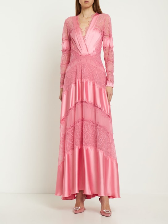 Zuhair Murad - Vestito in raso e pizzo con scollo a V