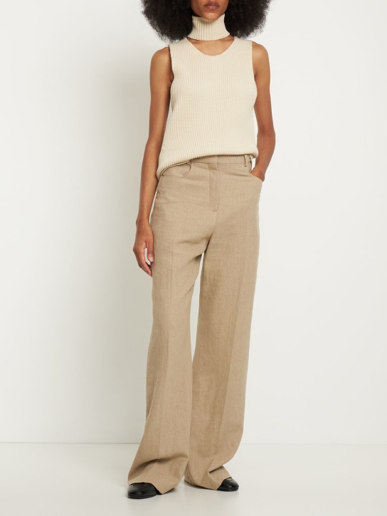 Jil Sander - Gilet en maille de coton mélangé côtelé avec col